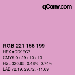 Color code: RGB 221 158 199 | qconv.com