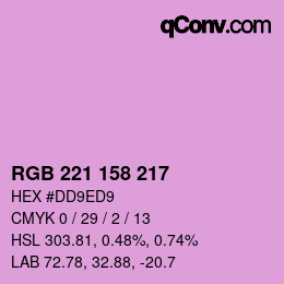 Color code: RGB 221 158 217 | qconv.com