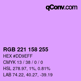 カラーコード: RGB 221 158 255 | qconv.com