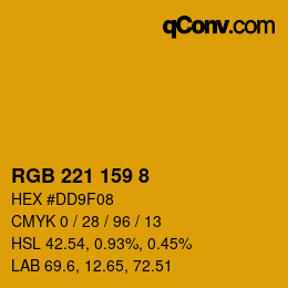 カラーコード: RGB 221 159 8 | qconv.com