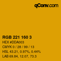 Color code: RGB 221 160 3 | qconv.com