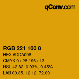 カラーコード: RGB 221 160 8 | qconv.com