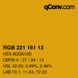 Color code: RGB 221 161 13 | qconv.com