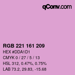 Color code: RGB 221 161 209 | qconv.com