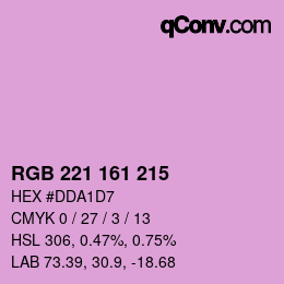 カラーコード: RGB 221 161 215 | qconv.com