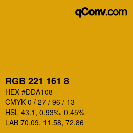 カラーコード: RGB 221 161 8 | qconv.com