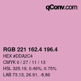 カラーコード: RGB 221 162.4 196.4 | qconv.com