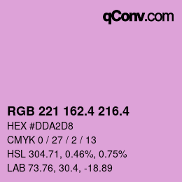 カラーコード: RGB 221 162.4 216.4 | qconv.com