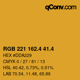 カラーコード: RGB 221 162.4 41.4 | qconv.com