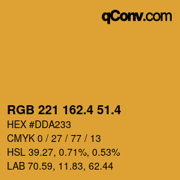 カラーコード: RGB 221 162.4 51.4 | qconv.com