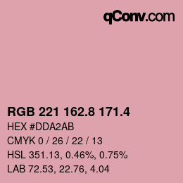 カラーコード: RGB 221 162.8 171.4 | qconv.com