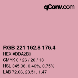 カラーコード: RGB 221 162.8 176.4 | qconv.com