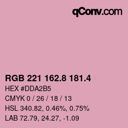 カラーコード: RGB 221 162.8 181.4 | qconv.com