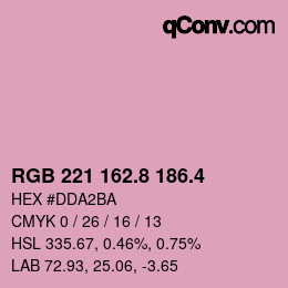 カラーコード: RGB 221 162.8 186.4 | qconv.com
