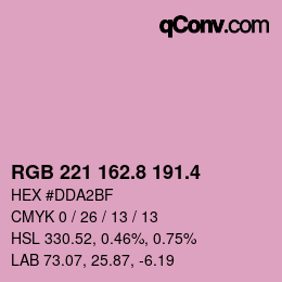 カラーコード: RGB 221 162.8 191.4 | qconv.com