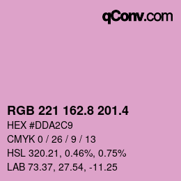 カラーコード: RGB 221 162.8 201.4 | qconv.com