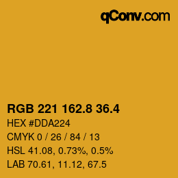 カラーコード: RGB 221 162.8 36.4 | qconv.com