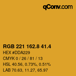 カラーコード: RGB 221 162.8 41.4 | qconv.com