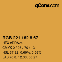 Color code: RGB 221 162.8 67 | qconv.com