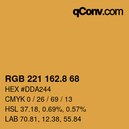 Color code: RGB 221 162.8 68 | qconv.com