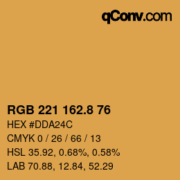 Color code: RGB 221 162.8 76 | qconv.com