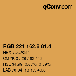 カラーコード: RGB 221 162.8 81.4 | qconv.com