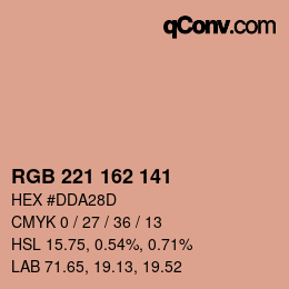 カラーコード: RGB 221 162 141 | qconv.com