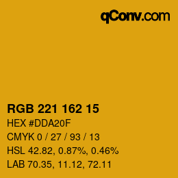 カラーコード: RGB 221 162 15 | qconv.com
