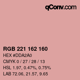 カラーコード: RGB 221 162 160 | qconv.com