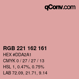 カラーコード: RGB 221 162 161 | qconv.com