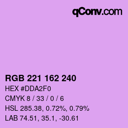 Color code: RGB 221 162 240 | qconv.com