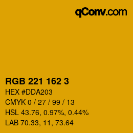 Color code: RGB 221 162 3 | qconv.com