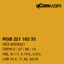 カラーコード: RGB 221 162 33 | qconv.com