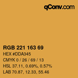 Color code: RGB 221 163 69 | qconv.com