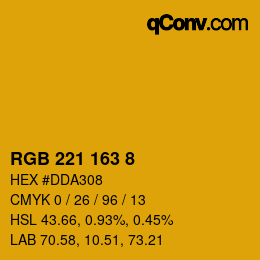 Color code: RGB 221 163 8 | qconv.com