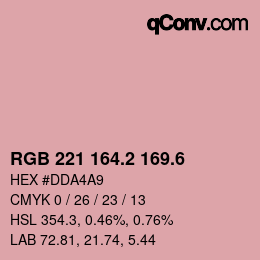 カラーコード: RGB 221 164.2 169.6 | qconv.com