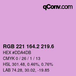 カラーコード: RGB 221 164.2 219.6 | qconv.com