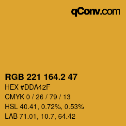 Color code: RGB 221 164.2 47 | qconv.com