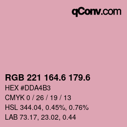 カラーコード: RGB 221 164.6 179.6 | qconv.com