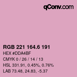 カラーコード: RGB 221 164.6 191 | qconv.com