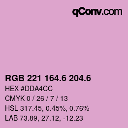 カラーコード: RGB 221 164.6 204.6 | qconv.com