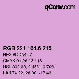 カラーコード: RGB 221 164.6 215 | qconv.com