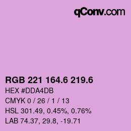 カラーコード: RGB 221 164.6 219.6 | qconv.com