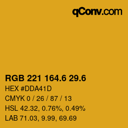 カラーコード: RGB 221 164.6 29.6 | qconv.com
