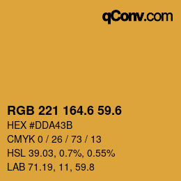 カラーコード: RGB 221 164.6 59.6 | qconv.com