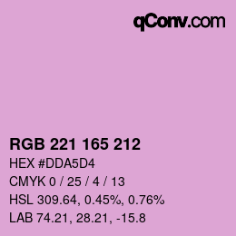 Color code: RGB 221 165 212 | qconv.com