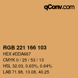 Color code: RGB 221 166 103 | qconv.com