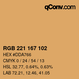 Color code: RGB 221 167 102 | qconv.com