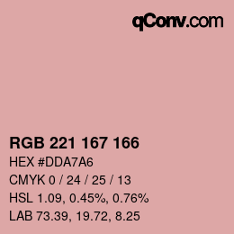 颜色代码: RGB 221 167 166 | qconv.com