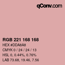 Color code: RGB 221 168 168 | qconv.com